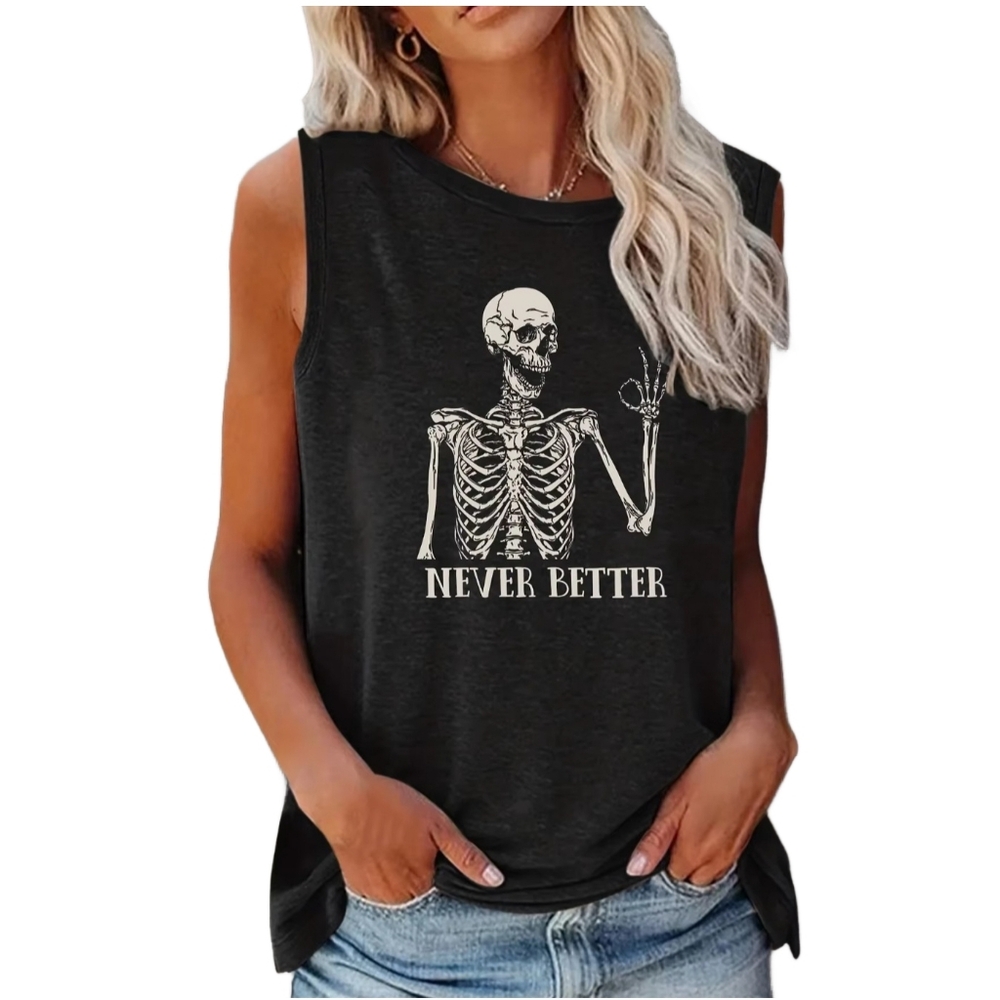 NWOT Black Sleeveless Graphic Top